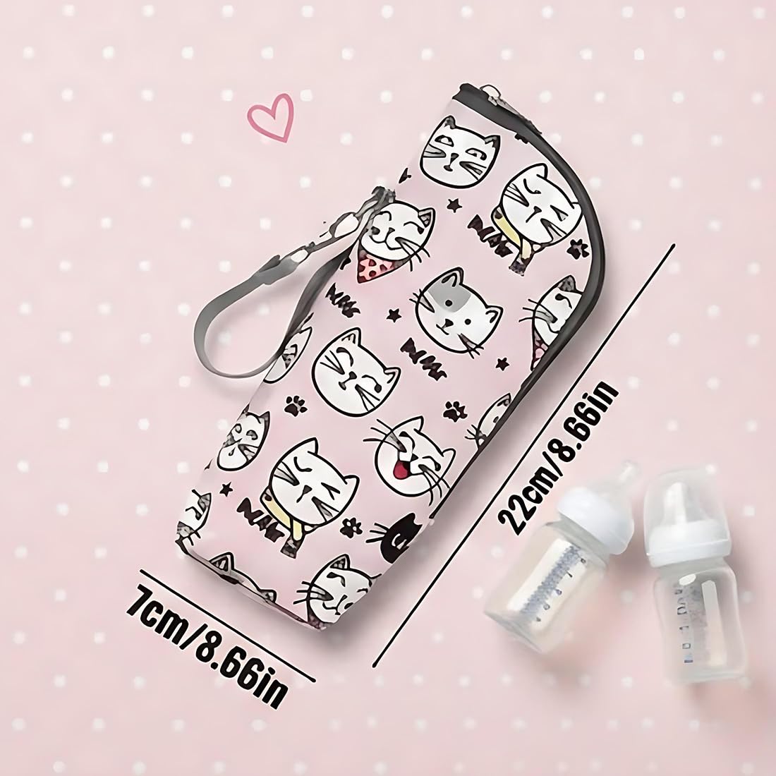 1 Pezzo Borsa Termica Biberon Portatile per Passeggino, Porta Biberon Termico, Termos Biberon Neonato, Termostato Isolamento Termico Viaggio Aperto