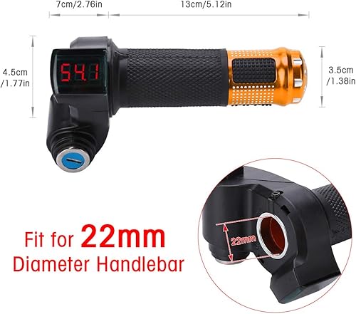 Miniatura 4 de Acelerador de bicicleta eléctrica, agarre del acelerador de bicicleta, voltaje de batería de scooter eléctrico con pantalla LED y acelerador de