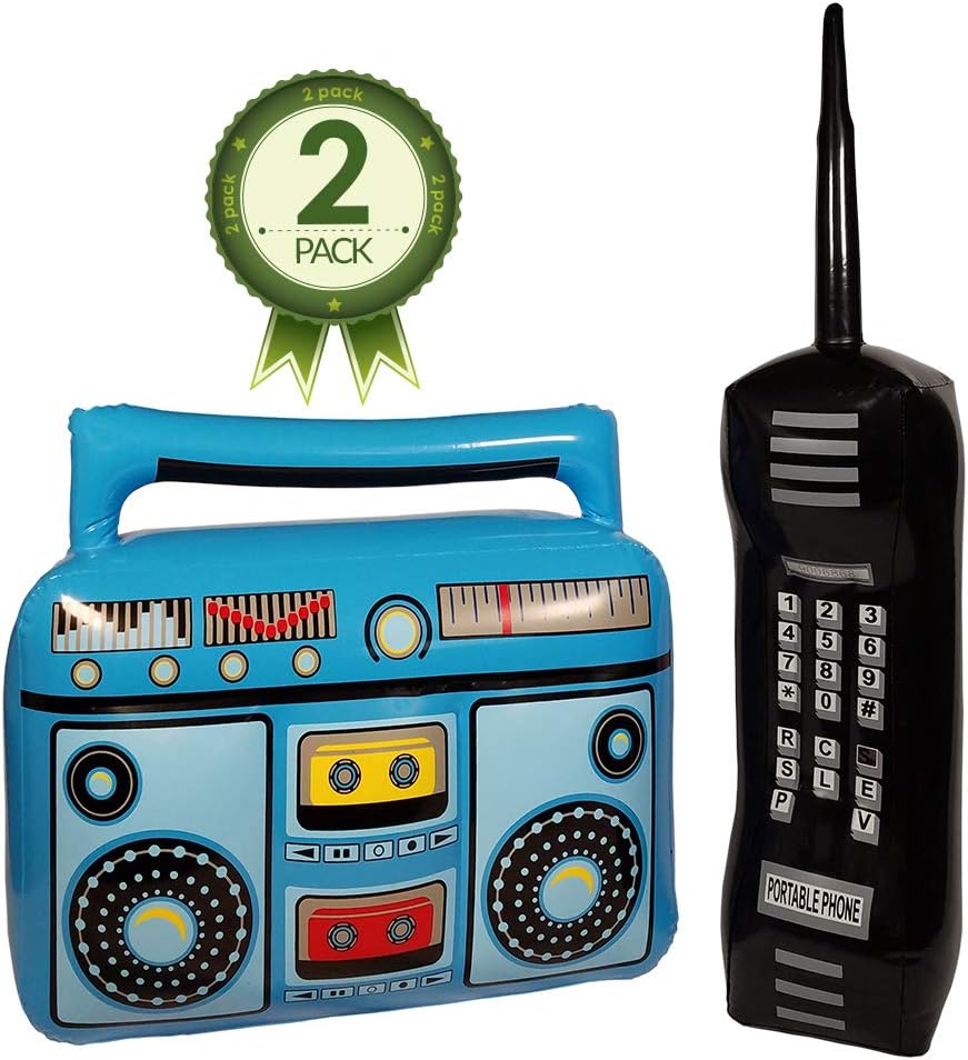 Inflatable Boom Box & Phone – 80s & 90s Party Accessories for Men & Women - Brick Cell