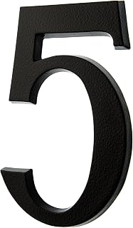 HUBER Hausnummer 5 aus Aluminium 20 cm I Hausnummern für Haus & Tür I House Number XL I Hausnummernschilder in edlem schwarzen 3D Design, pulverbeschichtet