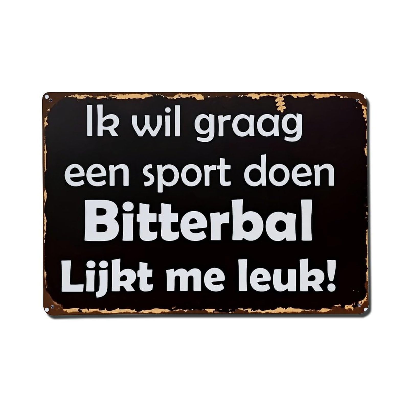 Nestemfo Vintage Dutch Text On Black Background Tin Sign Metal Sign, Living Room,Bar, Home, Bedroom Wall Decor,Retro Metal Poster 8X12 Inches