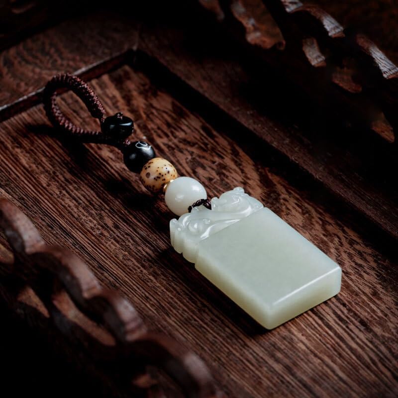 Portachiavi per Auto Ciondolo in giada di Hetian, sicuro e sano, portachiavi for auto, ciondolo for uomini donne, regalo, ornamenti for zaino