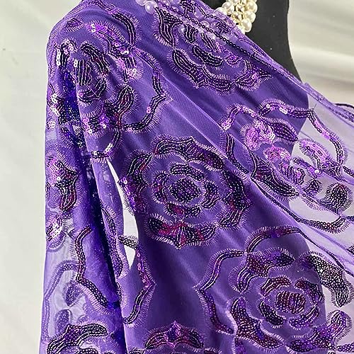 Vintage Floral Roses Decor Sequin Scarf Sparkle Shawl for Evening Dresses Party Shawl Event Scarf2