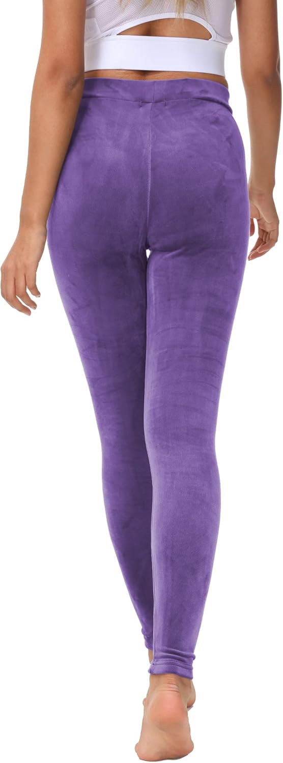 COZZYON Women Velour Leggings, High Waist Soft Leggings Warm Winter Velour Yoga Pants - Image 5