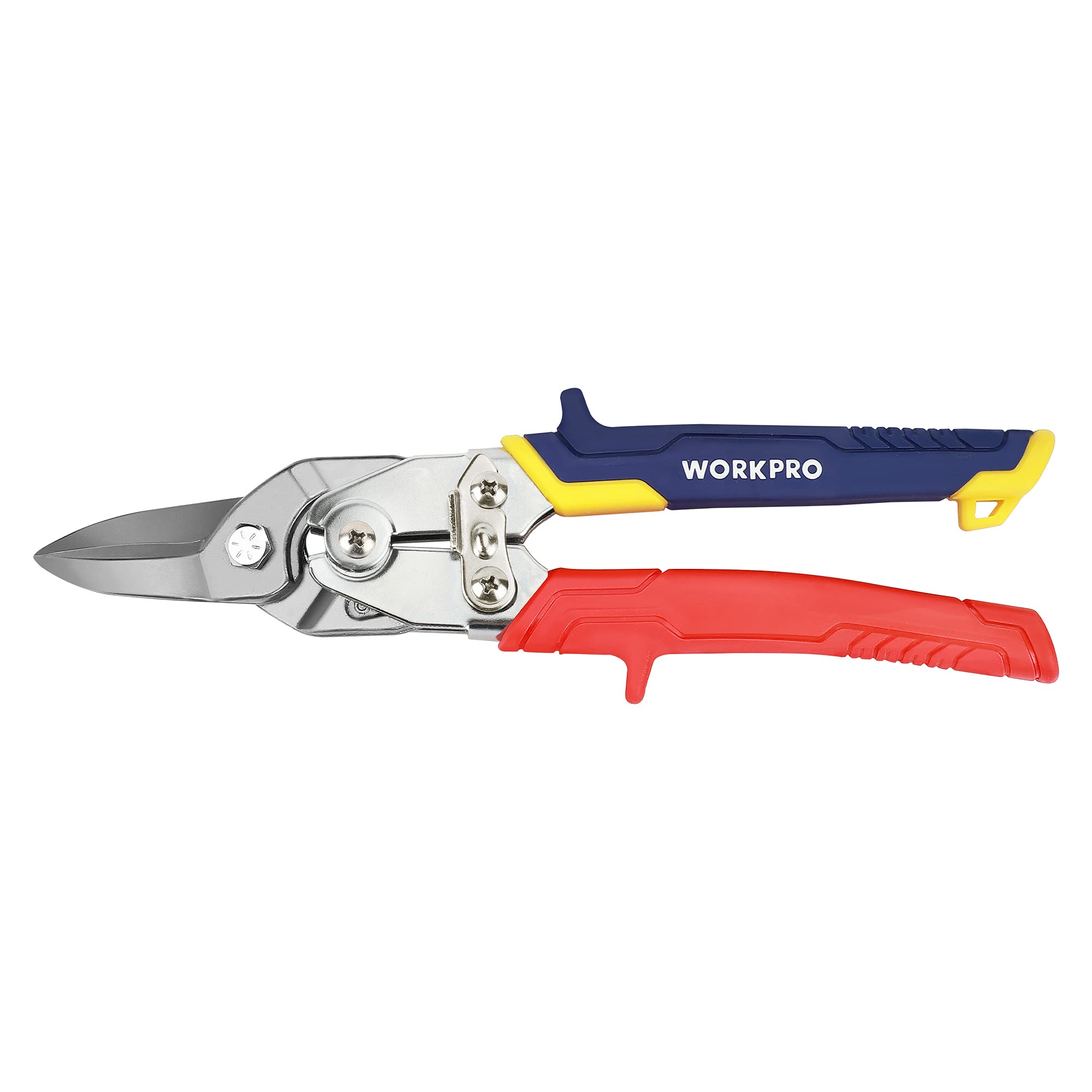 WORKPRO Nożyce do Blachy 250mm, Cięcie Proste, Zabezpieczenie, Otwór do Wieszania, Ostrze Ostre, Rękojeść Antypoślizgowa
