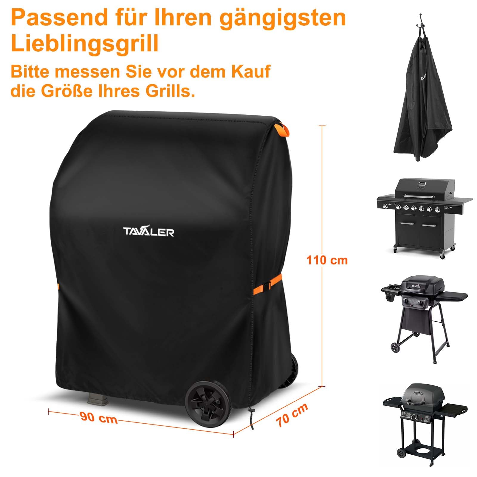 Tavaler Cubierta para barbacoa resistente a la intemperie, 90 x 70 x 110 cm, cubierta de tela Oxford 420D, cubierta para barbacoa de gas, funda protectora para Weber, Enders, Char Broil Serie
