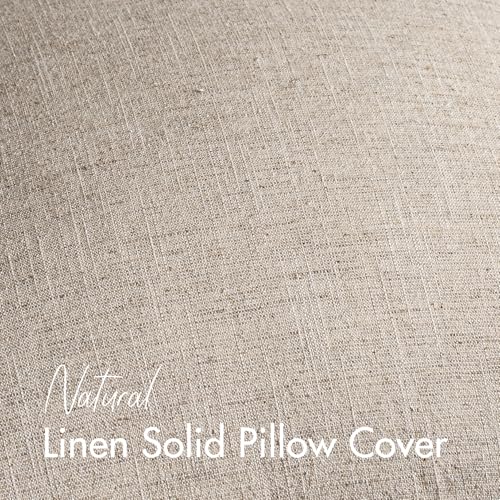 Image of 24x24 Inch Set of 2 Decorative Linen Solid Throw Pillow Covers Boho Farmhouse Euro Pillows Modern Neutral Home Decor for Couch Sofa Living Room Bed,Natural Linen