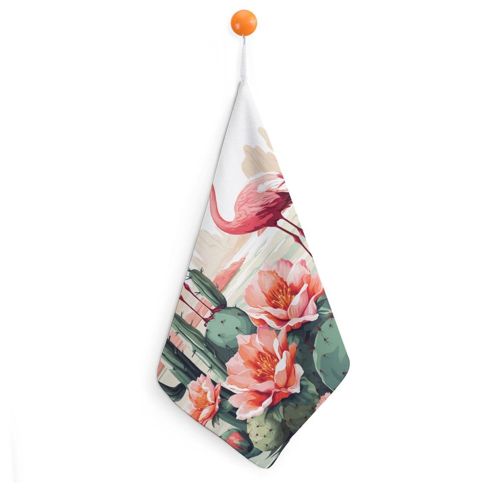 QMNLKH Cactus Flamingo Rose Flowers Hand Towels for Kitchen, Quick Dry Hanging Hand Towels with Loops, Absorbent Hand Towel for Bathroom, Square Soft Microfiber Towels for Gym, 11.8inch 1PCS