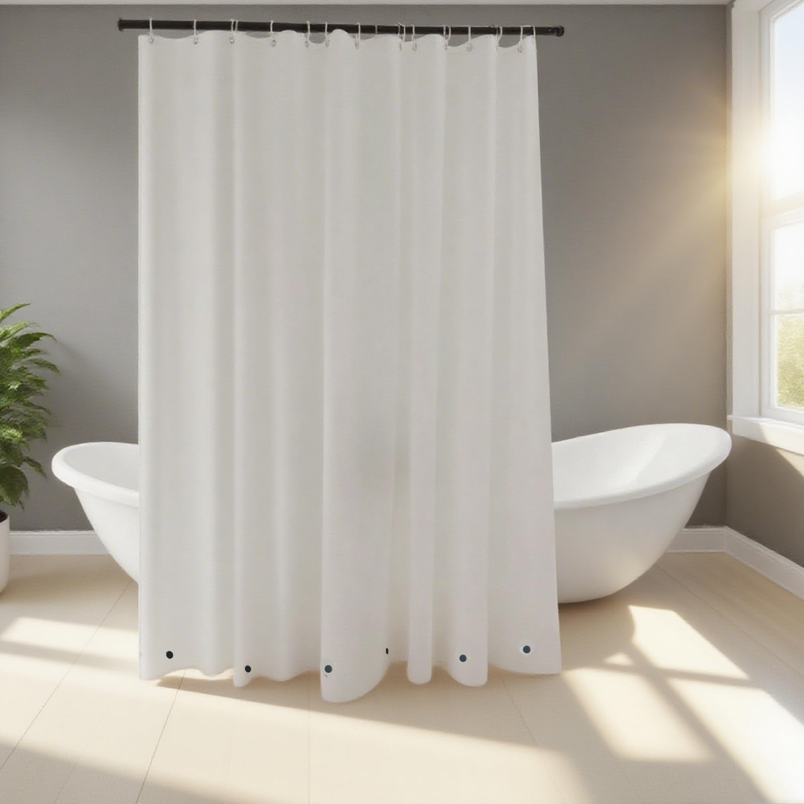 Frosted Shower Curtain Liner 74 Inches Long with 6 Weighted Magnets, PEVA Plastic Waterproof 72x74 Shower Liner with 6 Side Magnets to Keep Shower
