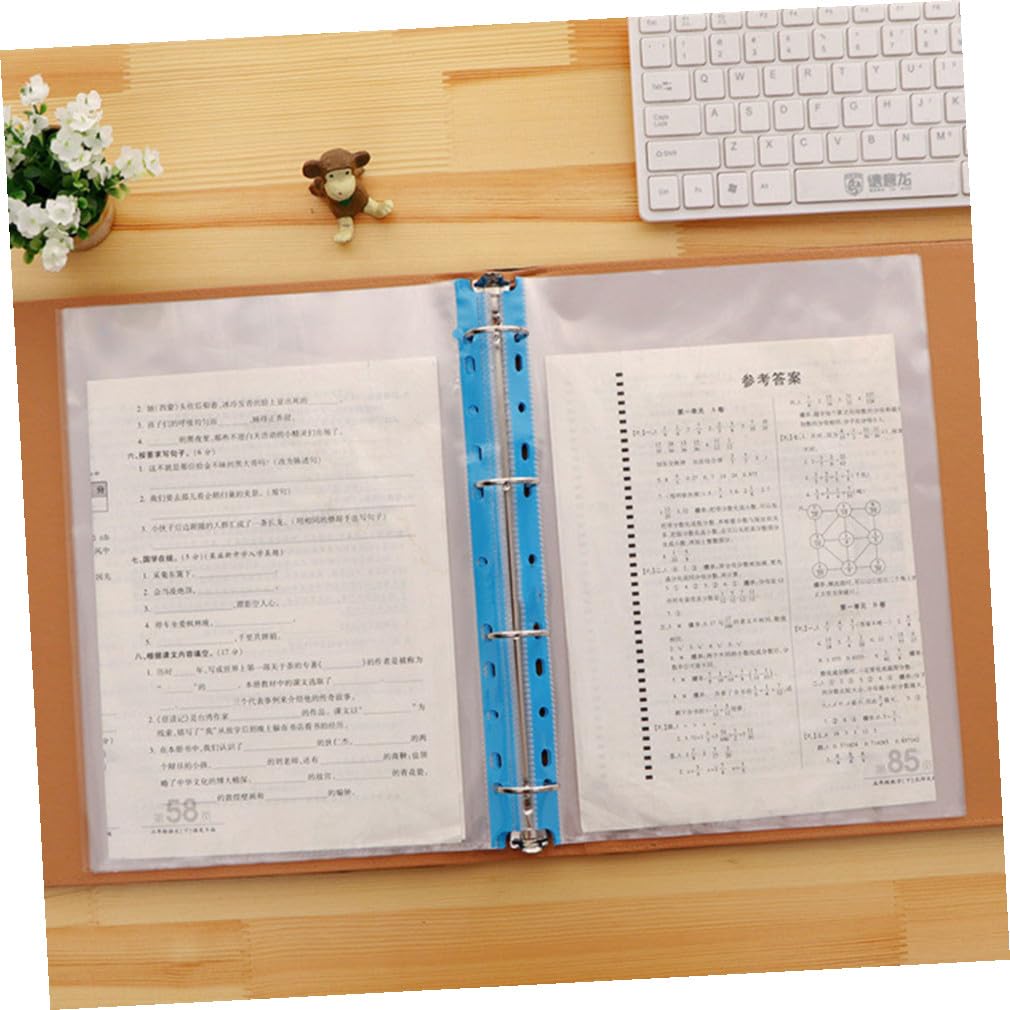 Cabilock Protège-pages A4 11 Trous en Pp, Pochette Transparente Colorée, 100 Pièces, Insertion Facile pour Documents Scolaires et Professionnels