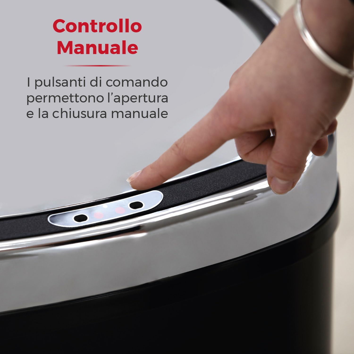 Tower Cestino Automatico 58L Con Sensore E Apertura Soft-Close – Pattumiera Intelligente In Acciaio Nero