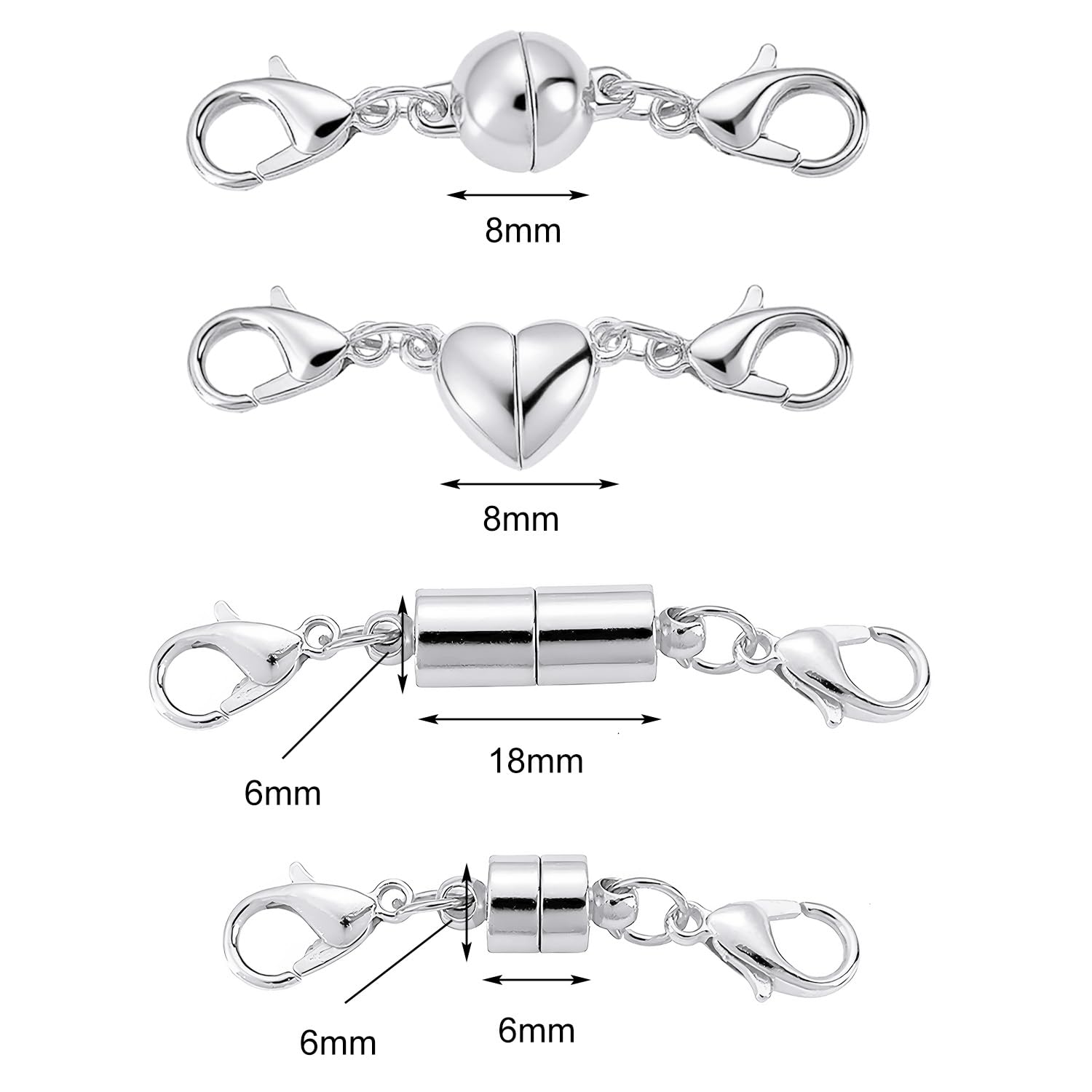4 stuks magnetische ketting sluitingen en 4 stuks magnetische ketting sluitingen en