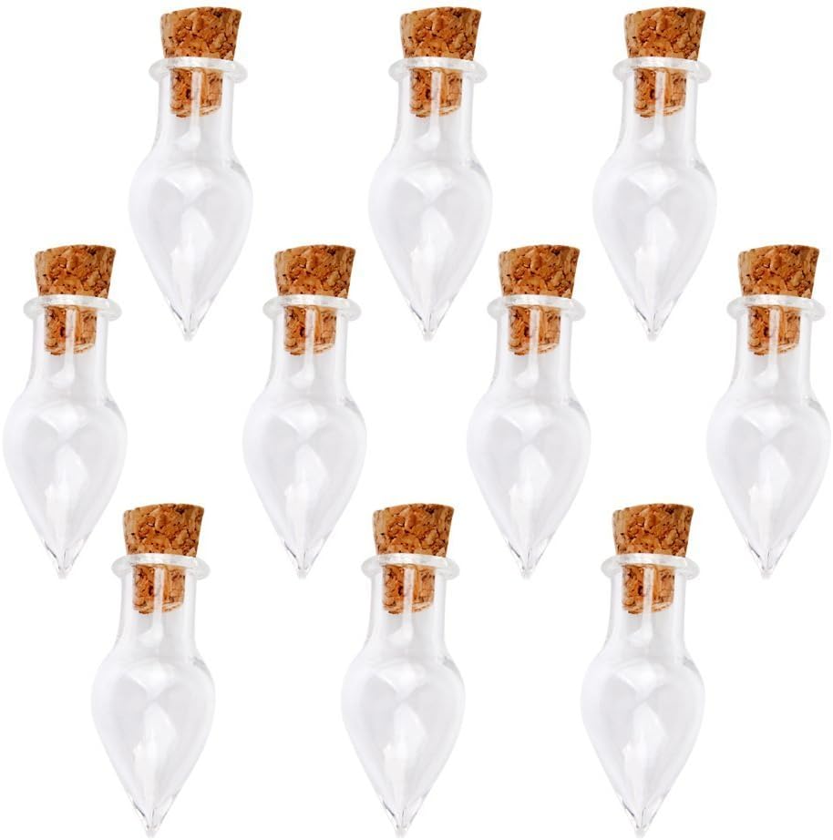 10 Pieces Mini Glass Bottle Cute Jars Vials with cork Wish Bottle glass vial pendant (Tear Drop)