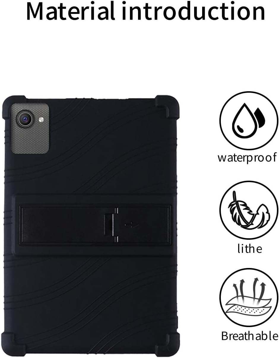 for ZOFYWNAS C10 Tablet 10 Inch Android 14 Tablets Case,BOVUGAC Soft Silicone Adjustable Stand Shockproof Kids Friendly for ZOFYWNAS C10 10"(Black)
