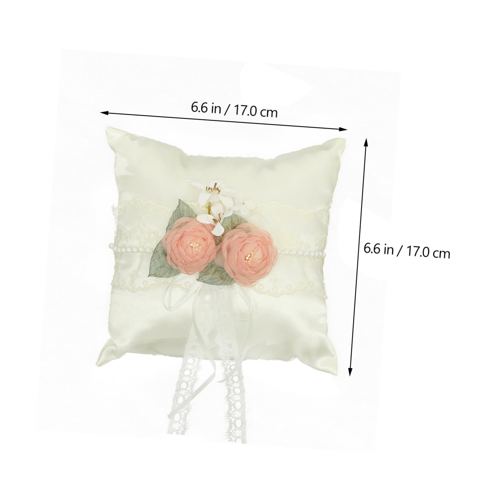 Abaodam 2pièces Coussin Alliances Fleurs Blanches Accessoire De Mariage Élégant pour Présentation des Anneaux Décoration Romantique pour Cérémonies De Mariage