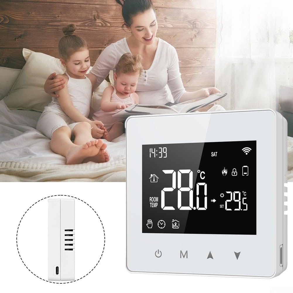 per Tuya Smart Home Wifi Termostato,- Termostato WiFi per caldaia a gas, Termostato Termostato Intelligente Programmabile controllo remoto tramite app Compatibile con Alexa e Home, controllo vocale