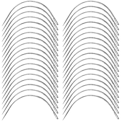 100Pcs Hair Extension Curved C Type Needle Curved Curved Sewing Needles Hair Salon Weaving Thread Hair Weave C Type Needle for Hair Extension Hair Weaving Cover