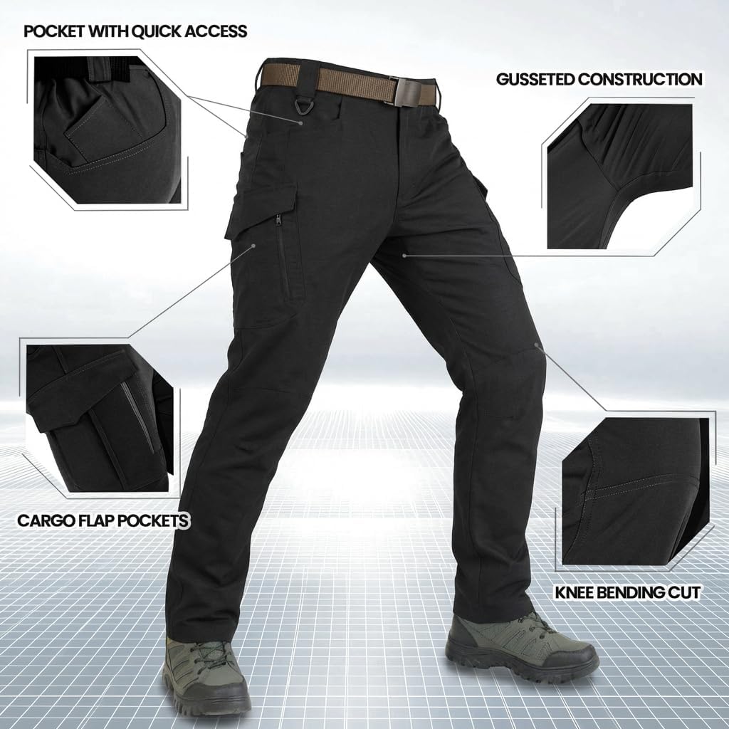 Men's Tactical Cargo Pants Durable Cargo Work Pants with Quick-Dry Fabric,EDC Work Hiking Pant Outdoor Hunting Appare - Image 4