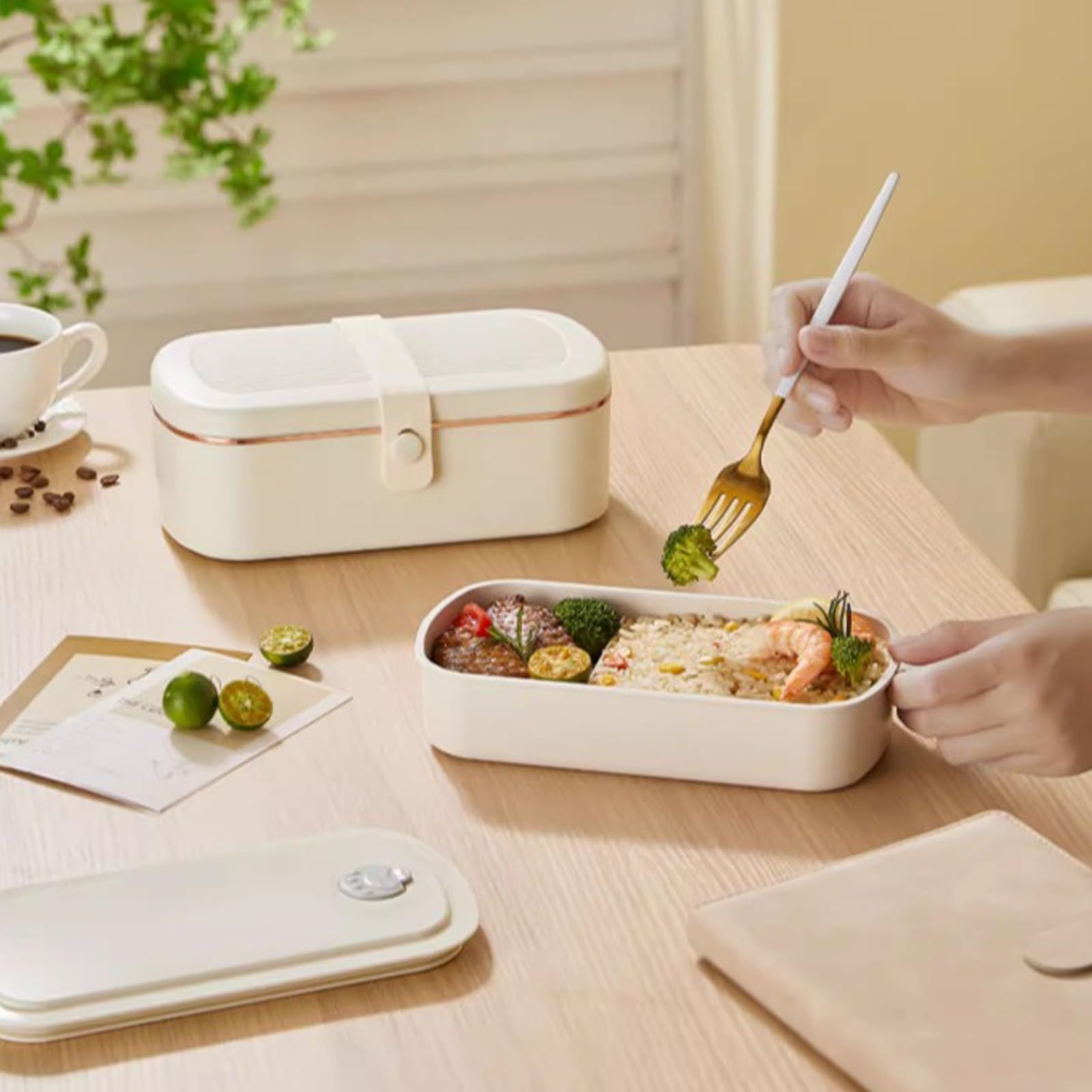 Przenośny elektryczny pojemnik na lunch 220 V, izolacja i podgrzewanie żywności, pojemność 1 litr, nadaje się do samochodu, domu i biura (niebieski)