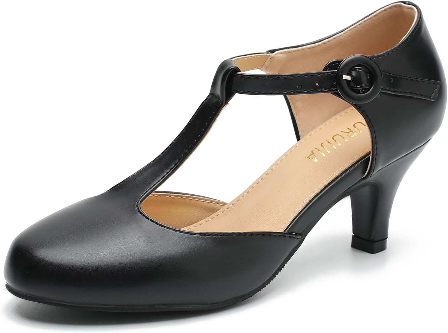 Womens T Strap Low Kitten Heels Ankle Strap Mary Janes Comfortable Vintage Closed Toe Wedding Pumps Dress Shoes