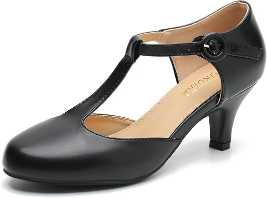 LIURUIJIA Womens T Strap Mary Jane Kitten Heels Pumps Vintage Low Heel Dress Shoes for Wedding Party Work Church