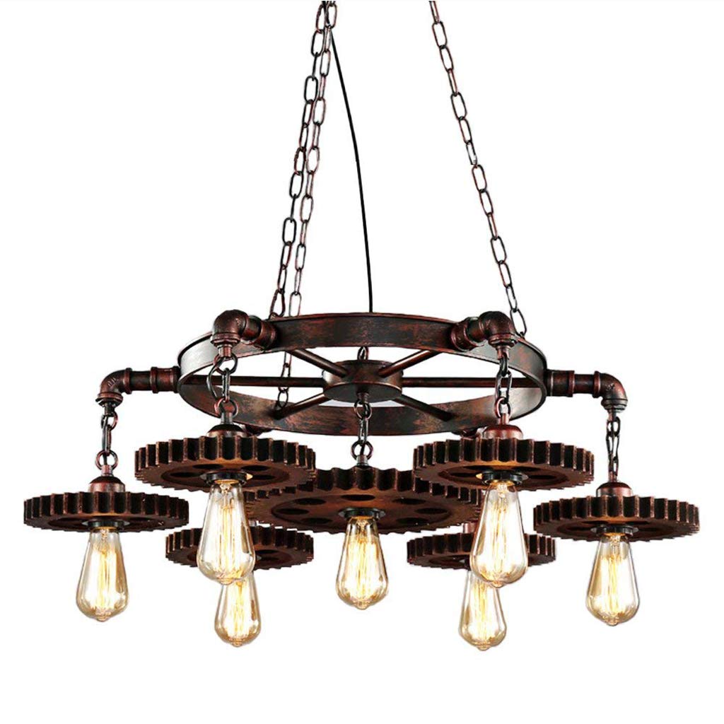 Chandelier Vintage Chandelier Vintage Chandelier Wood and Metal Height Adjustable E27 Industrial Chandelier/Chandelier Black Restaurant/Cafe/Bar/Living Room,C