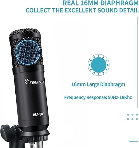 Vista 2 de Paquete de equipo de podcast de micrófono de condensador de micrófono de estudio con cable XLR de audio de 0.138 in