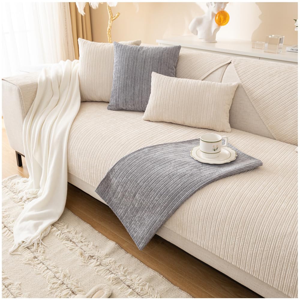 NUODWELL Chenille Sofa Slipcovers 1/2/3/4 Seater, Non Slip Sofa Cover for All-Seasons with Non-Slip Silicone Particles