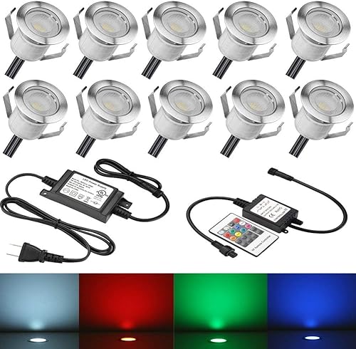 Kit de luces LED RGB empotrables para terraza, 1.18, impermeable, bajo voltaje, iluminación de cubierta de paisaje al aire libre, luces en el suelo