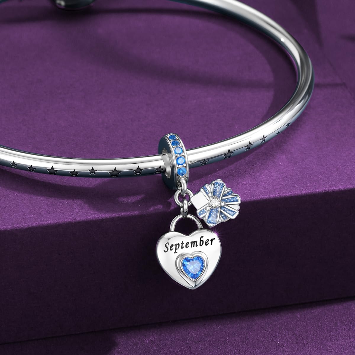 925 Sterling Silver Birthstone Bracelet Charm - Unique Heart Shaped Design, Fits most Europe Pandora Bracelets and Necklaces, women's DIY holiday Gifts - Image 5