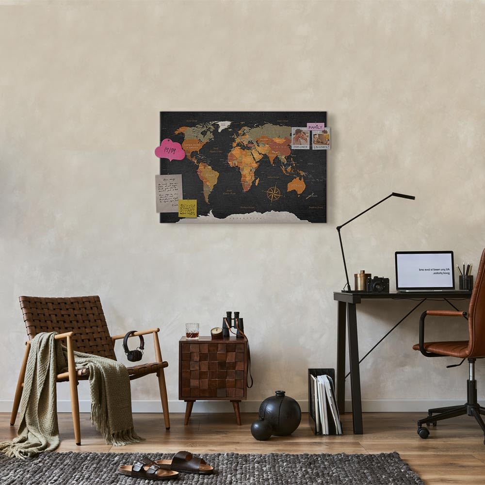 murando - Pinnwand Landkarte Karte Reise, 120x80 cm, Wohnzimmer, Büro, Kork