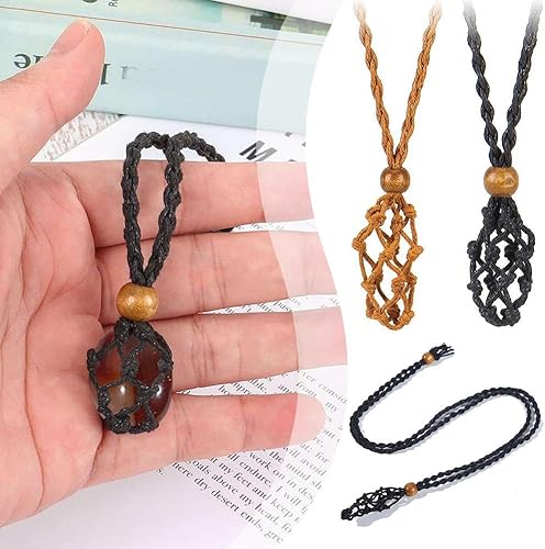 Miniatura 2 de Cordón para collar de cristal, 1 collar de piedra vacía y soporte para pulseras, cordón ajustable para collar de piedra de cuarzo para amuleto,