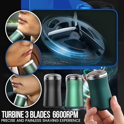 Miniatura 7 de Mini maquinilla de afeitar eléctrica, afeitadora eléctrica para hombres, lavable, tamaño de bolsillo portátil, recargable, verde (ink green)