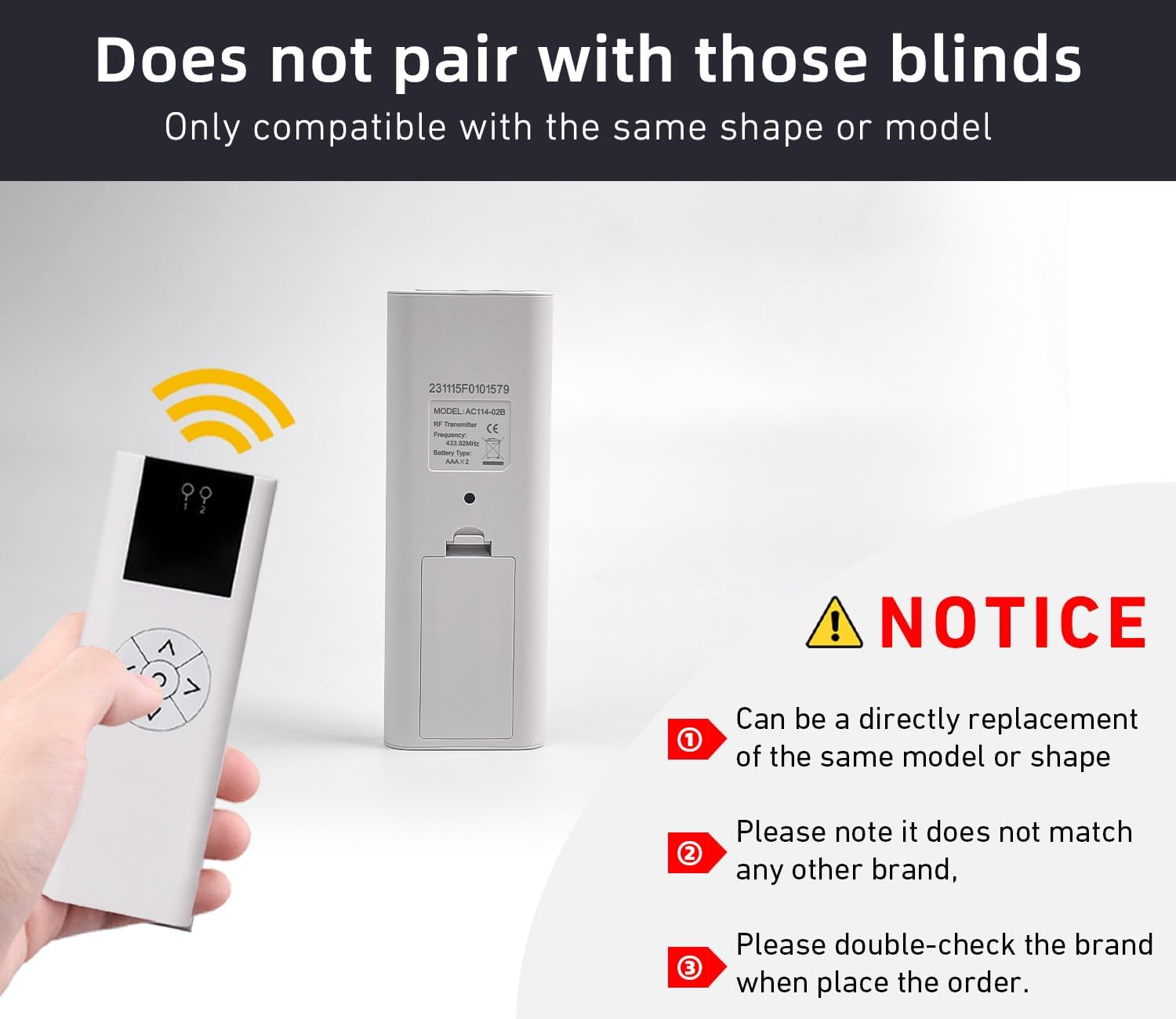 AC114-02-Wireless Control, 2 Channel Blinds Controller for Motorized Roller Shades and Blinds