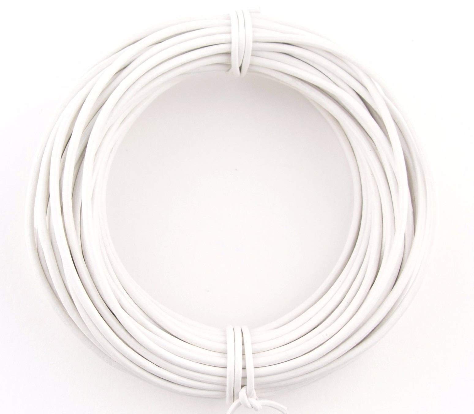 White Round Leather Cord 2mm, 10 Meters (11 Yards)