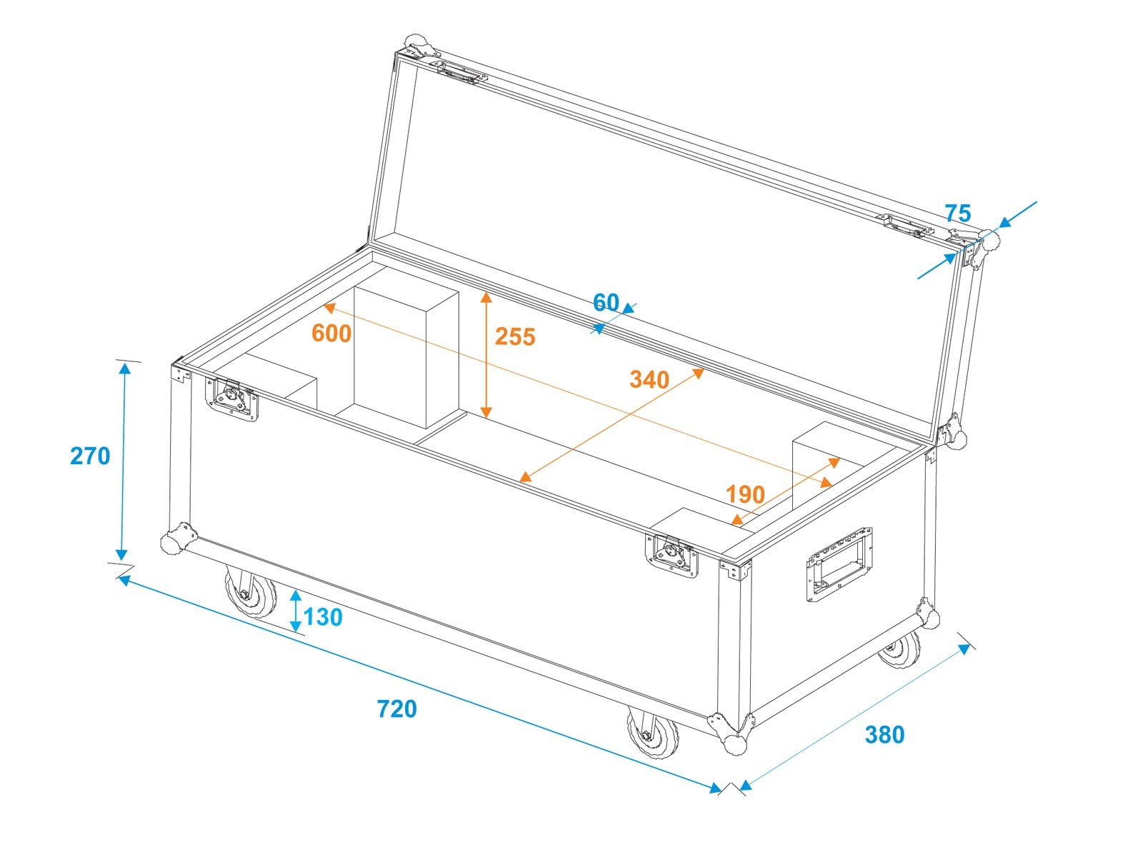 Roadinger Flightcase 1X Led Sl-350/Sl-160 con ruote