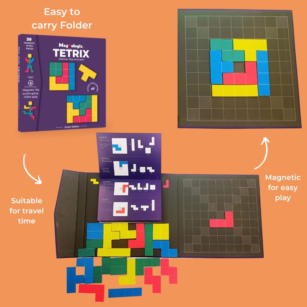 PELIKAS TOYZ Magnalogix Magnetic Game Tetrix for Kids Age 6 to 9 Years Old Tetris Puzzle for Kids, Gift for Boys Girls,Travel Game - Tetrix Junior - Image 6 thumbnail