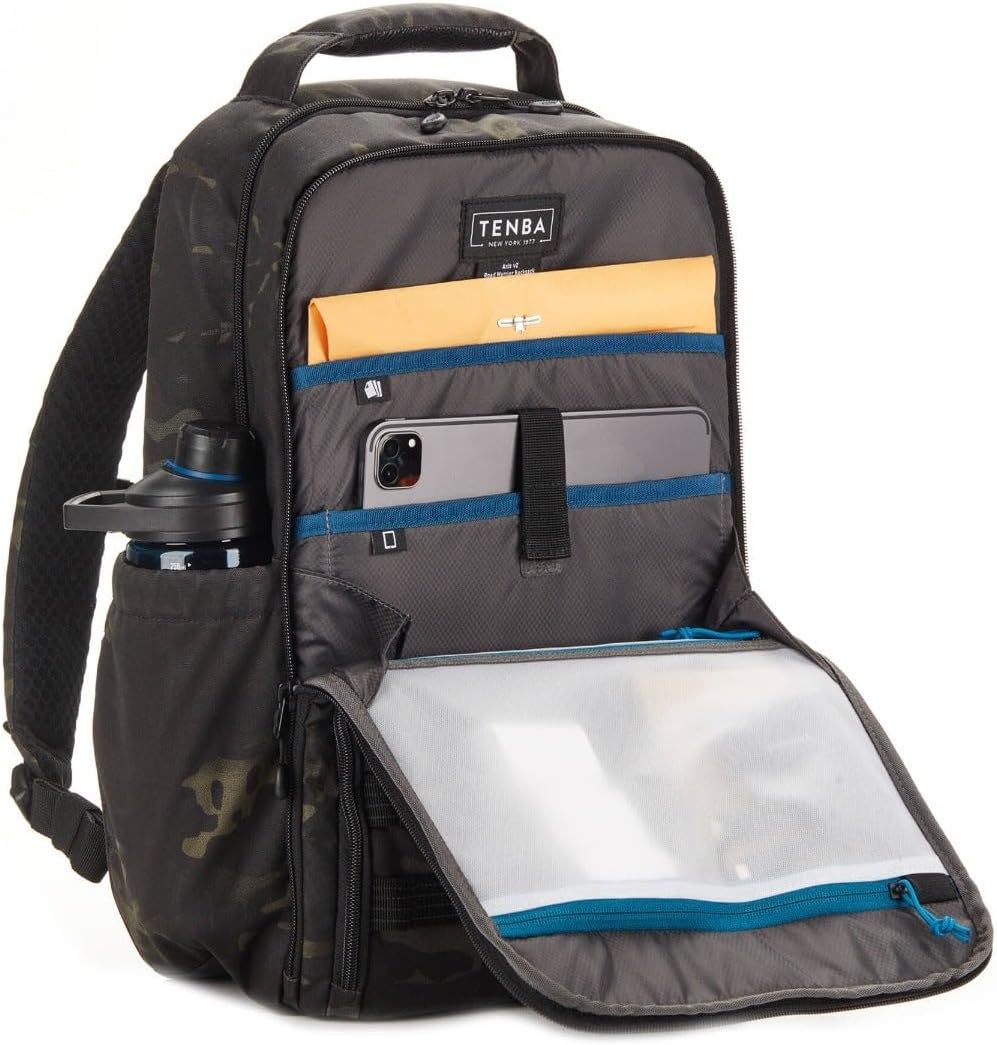 Tenba Axis v2 16L RoadWarrior Camera/Briefcase Backpack for DSLR and Mirrorless cameras plus a 16-inch Laptop – MultiCam Black (637-765)