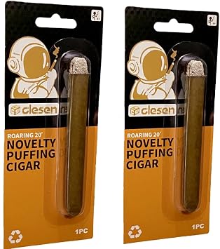 CLESEN Puff Cigar 4.5 Inch2 Pack,that Blow Smoke,Durable ,Realistic,Ideal for Themed Parties,Prop for Prank, Halloween Costume, Movie, Or Theater Play Tricky Fun Gag Cool Toy,