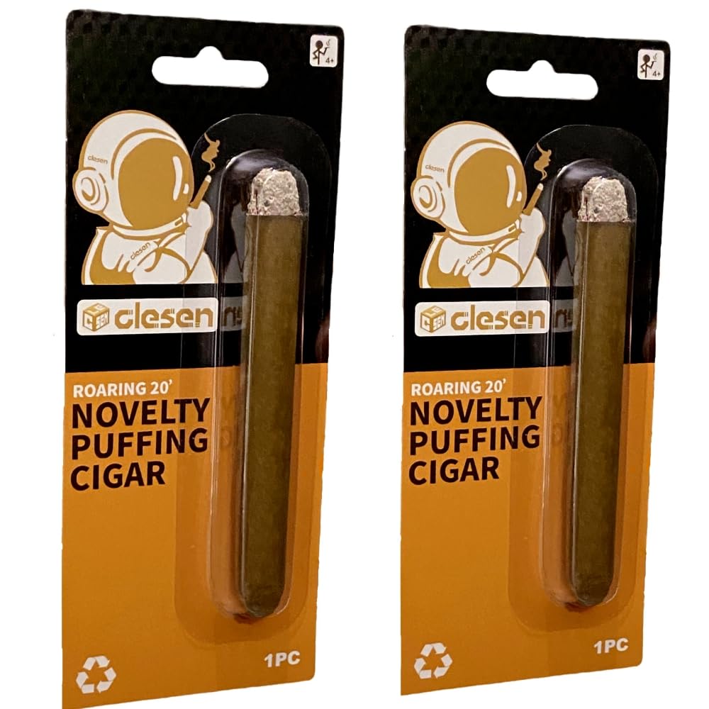 CLESEN Puff-Zigarre, 11,4 cm (2 Stück), die Rauch bläst, langlebig, realistisch, ideal für Themenpartys, Requisite für Streich, Halloween-Kostüm, Film oder Theaterspiel, kniffliges, lustiges