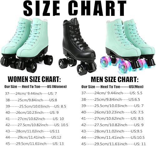 Miniatura 46 de Jessie - Patines de cuero para mujer, para exteriores e interiores, cuatro ruedas ajustables, patines de primera clase para mujer, hombre, niños