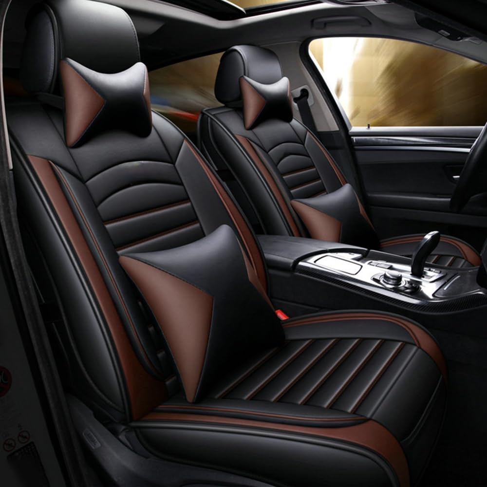 Car Seat Covers For Volvo XC40 XC 40 2018-2026 (5-Seater), Universal Fit, Premium PU Leather Seat Cover Full Set, ZT09, Black & Brown