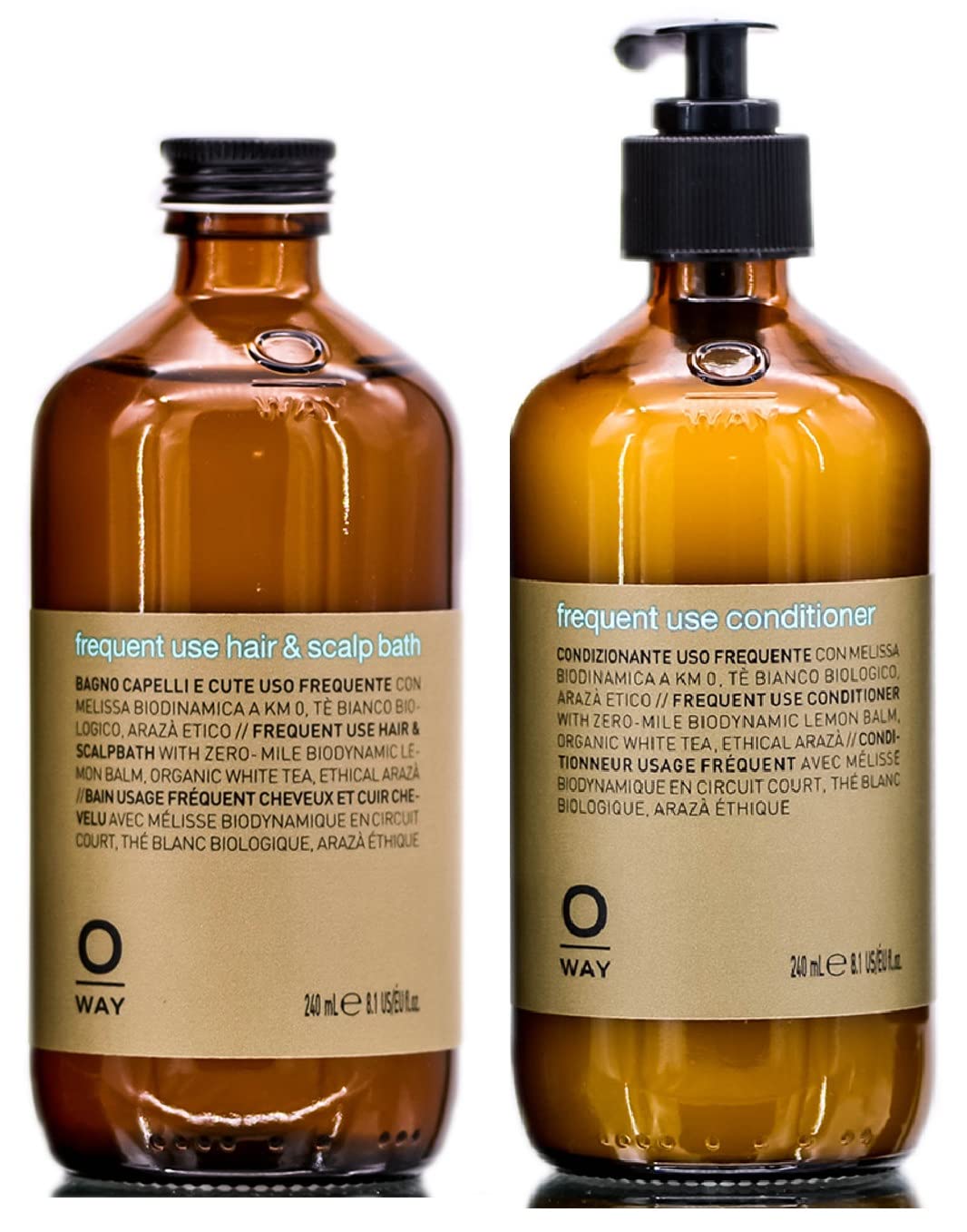 0way FREQUENT USE Hair & Scalp Bath Shampoo & Conditioner Duo Set Kit, Made in Italy, Biodynamic Ingredients (Shampoo (8.1 oz) + Conditioner (8.1 oz))
