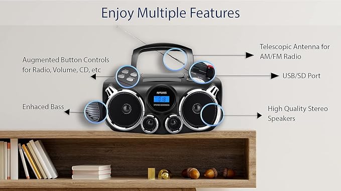 Reproductor CD Bluetooth Portable Riptunes Negro miniatura 6