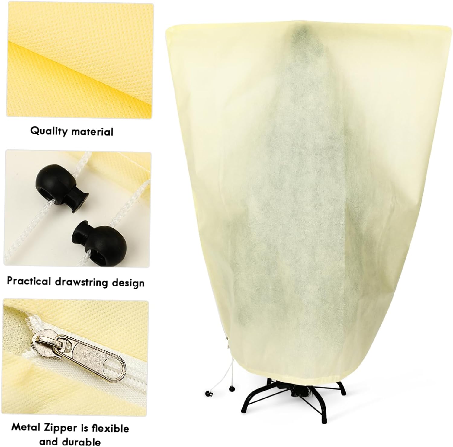 2Pcs Plant Covers for Winter Protection Durable Non Woven with Zipper Drawstring for Potted Plants Flowers Frost Shield for Outdoor Use
