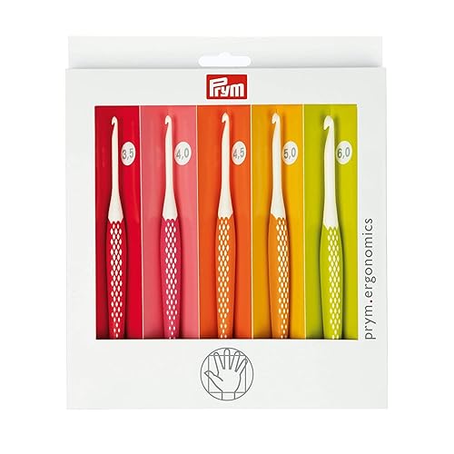 Prym Crochet Hook for Wool Ergonomics 3.50-6.00 mm x 1 Set, Multi, One Size - ['3.5mm-6mm Set']