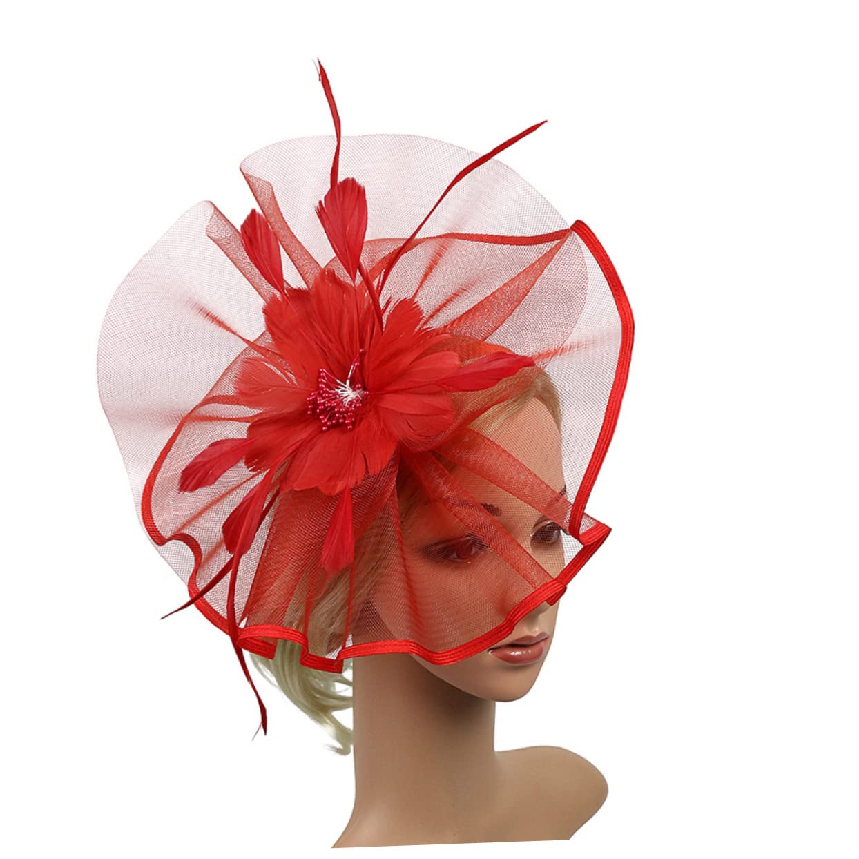 FRCOLOR 2pezzi Fascinator Creativo Con Fiore Per Feste Cappello Da Cocktail Rosso Accessorio Elegante Per Donne e Ragazze Per Balli e Eventi Speciali