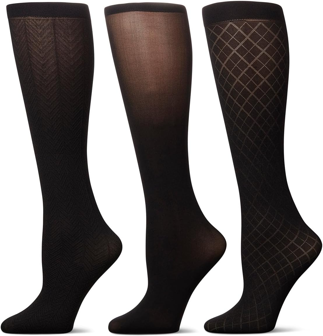 Women's 3 Pair Pack Herringbone/Solid/Diamonds Trouser Socks
