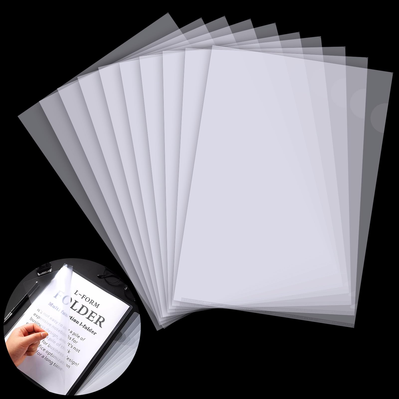 35 Packs Clear A4 Plastic Folders Plastic Open Top & Side Cut Flush File 220 Micron PP L-Type Transparent Folders for Office School Work Reports Presentation Project Documents File