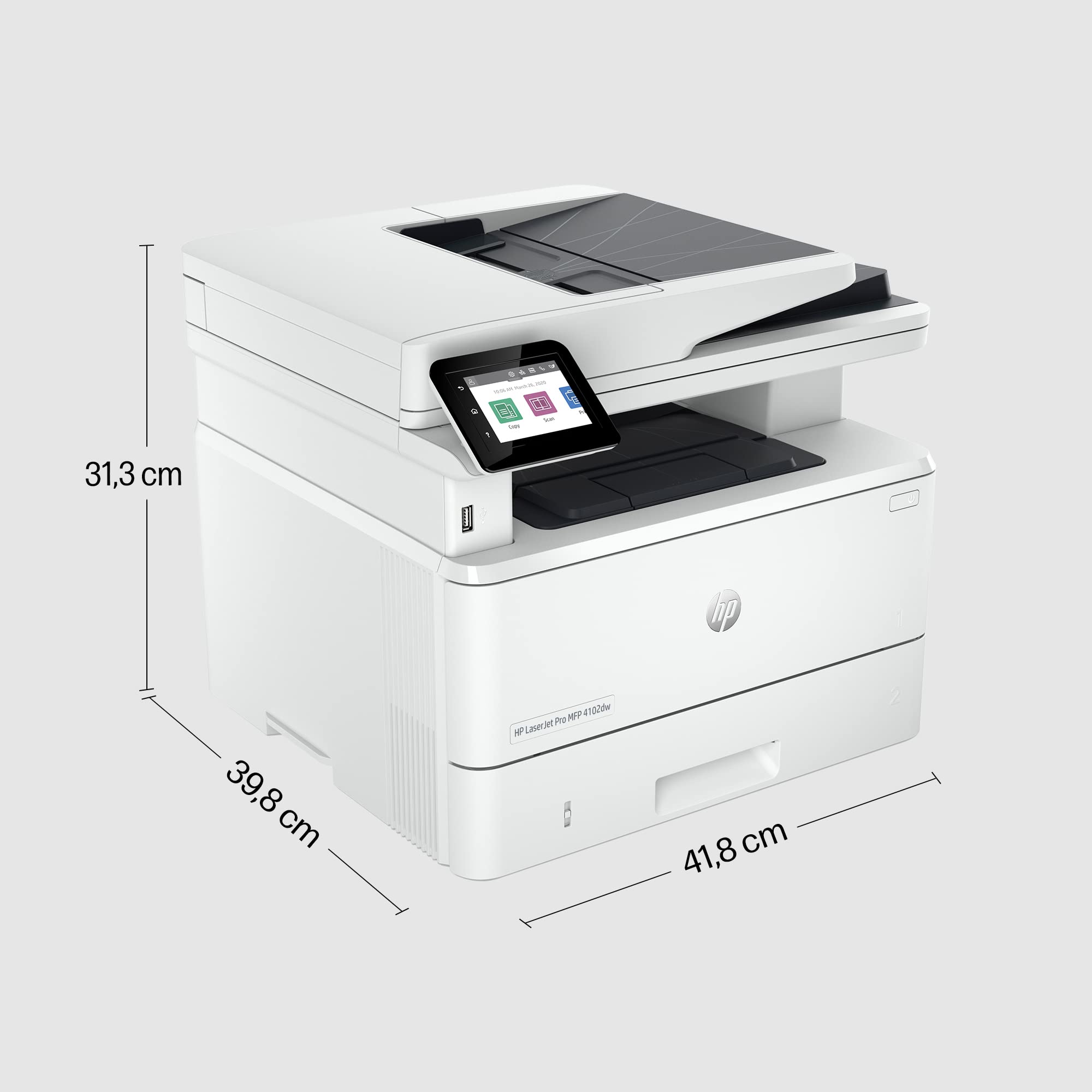HP Impresora multifunción LaserJet Pro 4102dw (Impresión a Doble Cara Automática, Wi-Fi de Banda Dual, Bluetooth y Wi-Fi Direct USB 2.0, 1 Host USB, HP Smart App, Apple AirPrint, Mopria)
